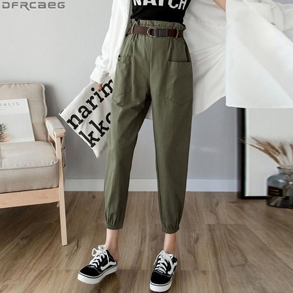 women's pants & capris 2021 spring summer cargo women loose streetwear elastic high waist trousers pockets with belt bud harem female, Black;white
women's pants & capris 2021 spring summer cargo women loose streetwear elastic high waist trousers pockets with belt bud harem female, Black;white