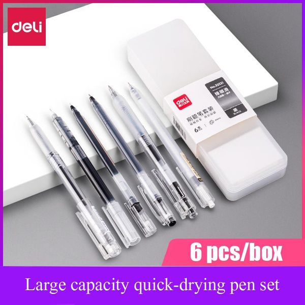 deli large capacity gel pen set for transparent speed dry students black carbon straight liquid stationery combination pens 
deli large capacity gel pen set for transparent speed dry students black carbon straight liquid stationery combination pens