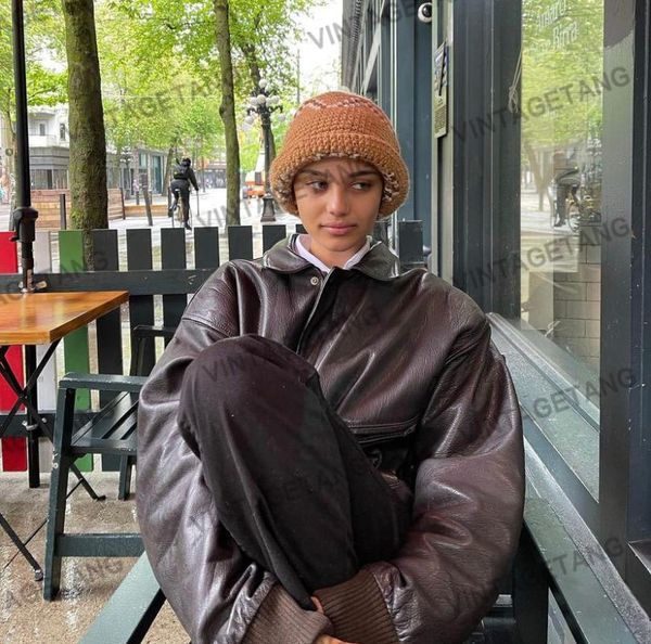 women's jackets b-toto american retro brown short loose leather jacket female tide ins motorcycle 2021 fashion, Black;brown
women's jackets b-toto american retro brown short loose leather jacket female tide ins motorcycle 2021 fashion, Black;brown