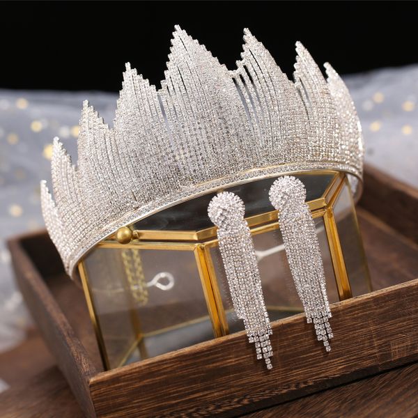 baroque silver color crystal bridal tiaras crown with earrings rhinestone pageant diadem luxury wedding hair accessories bijoux, Slivery;golden
baroque silver color crystal bridal tiaras crown with earrings rhinestone pageant diadem luxury wedding hair accessories bijoux, Slivery;golden