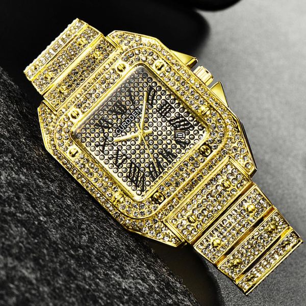 wristwatches hip hop watch for men gold stainless steel men's watches man quartz wristwatch luxury iced out diamond male clock reloj ho, Slivery;brown
wristwatches hip hop watch for men gold stainless steel men's watches man quartz wristwatch luxury iced out diamond male clock reloj ho, Slivery;brown