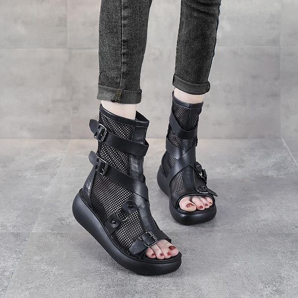 sandals summer 2021 genuine leather women's hollow mesh breathable high-wedge heel thick-soled fish mouth, Black
sandals summer 2021 genuine leather women's hollow mesh breathable high-wedge heel thick-soled fish mouth, Black