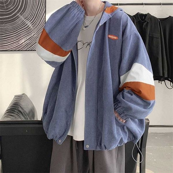 spring autumn men's jacket contrast color cardigan hooded corduroy coat korean style trendy handsome varsity 211126, Black;brown
spring autumn men's jacket contrast color cardigan hooded corduroy coat korean style trendy handsome varsity 211126, Black;brown