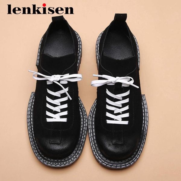 lenkisen big size neutral genuine leather sewing round toe thick med heel lace up young lady soft women pumps l8f2 dress shoes, Black
lenkisen big size neutral genuine leather sewing round toe thick med heel lace up young lady soft women pumps l8f2 dress shoes, Black