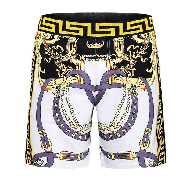 design shorts summer casual beach pants men's loose large gold print high grade capris, White;black
design shorts summer casual beach pants men's loose large gold print high grade capris, White;black