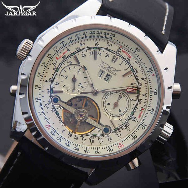 men jaragar 2019 mechanical new watches brand luxury gentlemen tours leather band black car date, Slivery;brown
men jaragar 2019 mechanical new watches brand luxury gentlemen tours leather band black car date, Slivery;brown
