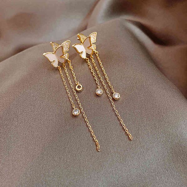 gold plating real s925 silver needle korean fashion long butterfly earrings tassel temperament versatile net red, Golden
gold plating real s925 silver needle korean fashion long butterfly earrings tassel temperament versatile net red, Golden