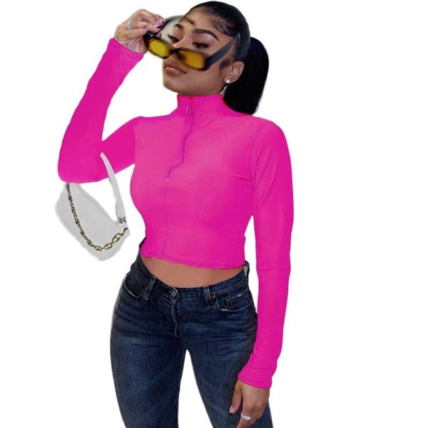 women's t-shirt women slim zipper t shirt half turtleneck long sleeve tee femme, White
women's t-shirt women slim zipper t shirt half turtleneck long sleeve tee femme, White