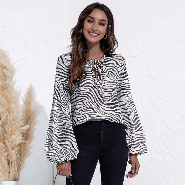 women's blouses & shirts spring autumn v-neck lace up zebra pattern print chiffon women casual puff sleeve loose blouse pullover street, White
women's blouses & shirts spring autumn v-neck lace up zebra pattern print chiffon women casual puff sleeve loose blouse pullover street, White