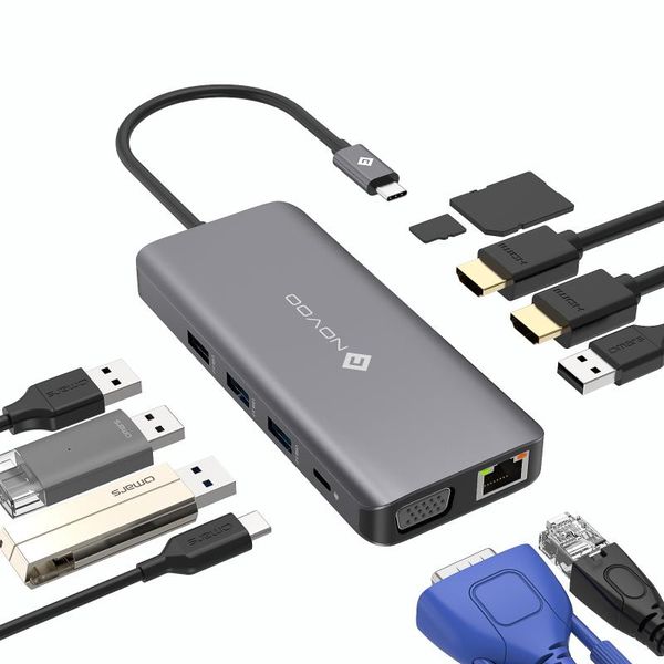 hubs novoo type c 11port hub usb docking station triple display dual vga gigabit ethernet 100w pd 4 portsusb adapter
hubs novoo type c 11port hub usb docking station triple display dual vga gigabit ethernet 100w pd 4 portsusb adapter