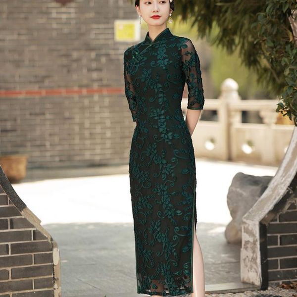 ethnic clothing 3/4 sleeve mandarin collar cheongsams autumn long qipao velour women chinese dresses side split oversize 3xl 4xl vestid, Red
ethnic clothing 3/4 sleeve mandarin collar cheongsams autumn long qipao velour women chinese dresses side split oversize 3xl 4xl vestid, Red