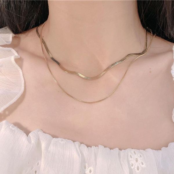 chains trendy fine titanium steel plating 14k real gold round shape snake bone chain pendant necklace for women jewelry do not fade, Silver
chains trendy fine titanium steel plating 14k real gold round shape snake bone chain pendant necklace for women jewelry do not fade, Silver