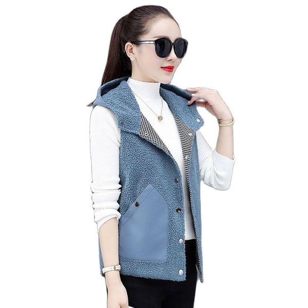 women's vests two-sided wear polar fleece hooded 2021 autumn winter short jacket casual pocket waistcoat outerwear fema, Black;white
women's vests two-sided wear polar fleece hooded 2021 autumn winter short jacket casual pocket waistcoat outerwear fema, Black;white