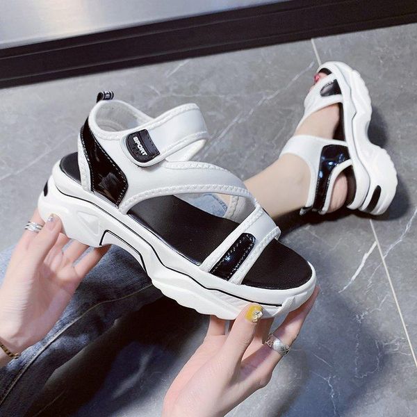 sandals women's sports fashion open toe elastic platform shoes women thick-soled casual summer female, Black
sandals women's sports fashion open toe elastic platform shoes women thick-soled casual summer female, Black