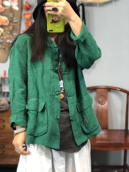 women's jackets spring retro linen coats women solid color loose frogs pockets stand collar female tide perfect, Black;brown
women's jackets spring retro linen coats women solid color loose frogs pockets stand collar female tide perfect, Black;brown