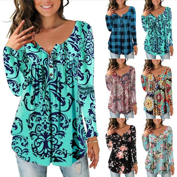Womens Shirt Women Loose Tunic Autumn Winter Long Sleeve Floral Print O Neck Blouses And Tops With Cap Button Big, White
Womens Shirt Women Loose Tunic Autumn Winter Long Sleeve Floral Print O Neck Blouses And Tops With Cap Button Big, White