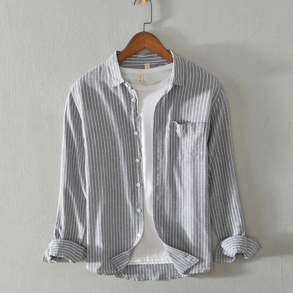 men's casual shirts spring fashion men striped lapel retro male japan style simple cotton linen soft breathable wild slim fit, White;black
men's casual shirts spring fashion men striped lapel retro male japan style simple cotton linen soft breathable wild slim fit, White;black