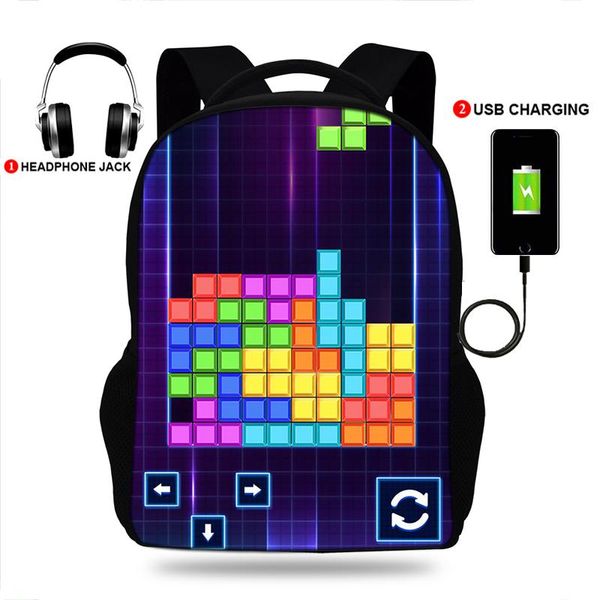 17inch tetris module print backpack usb charge mens for teenagers boys girls school bag mochila bags
17inch tetris module print backpack usb charge mens for teenagers boys girls school bag mochila bags