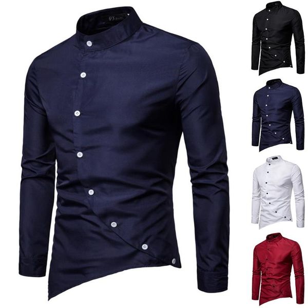 men's casual shirts irregular blouses hem formal blouse court style slim fit long sleeve shirt simple breasted basic male, White;black
men's casual shirts irregular blouses hem formal blouse court style slim fit long sleeve shirt simple breasted basic male, White;black