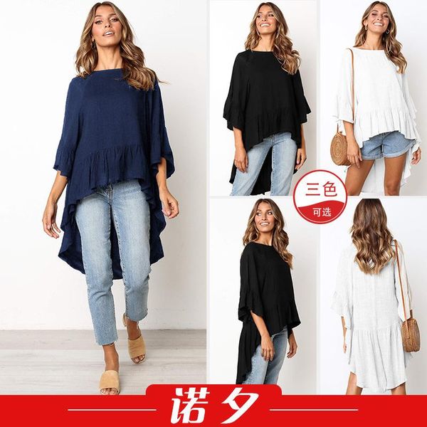 women's t-shirt 2021 european and american fashion short front long back crew neck 3 / 4 sleeve 1520 shirts for women, White
women's t-shirt 2021 european and american fashion short front long back crew neck 3 / 4 sleeve 1520 shirts for women, White