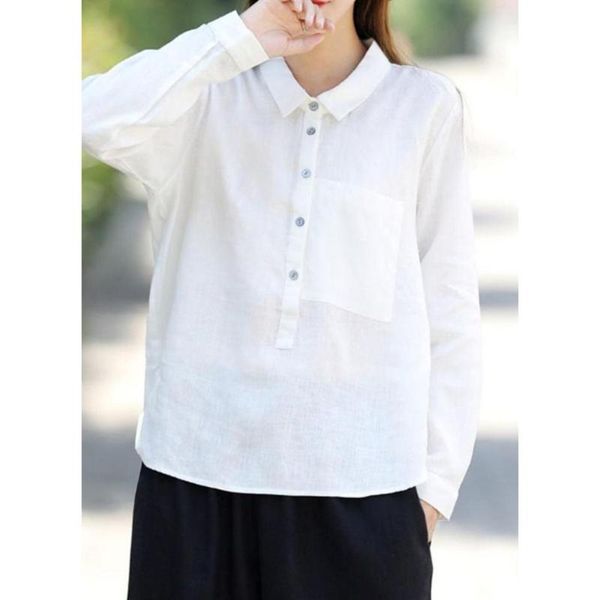 women's blouses & shirts missky spring autumn lady women shirt retro cotton linen lapel solid color loose over size casual female pullo, White
women's blouses & shirts missky spring autumn lady women shirt retro cotton linen lapel solid color loose over size casual female pullo, White