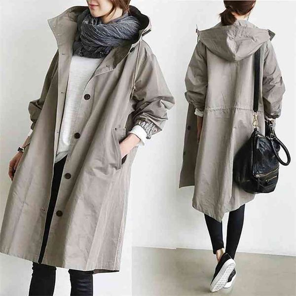 women autumn solid color pocket hooded windbreaker long trench coat outerwear women's clothing femme veste 210914, Tan;black
women autumn solid color pocket hooded windbreaker long trench coat outerwear women's clothing femme veste 210914, Tan;black
