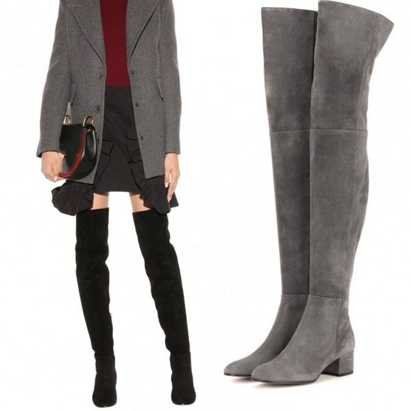 boots knee length suede material european and american style 2021 women's shoes autumn winter flat bottomed grey, Black
boots knee length suede material european and american style 2021 women's shoes autumn winter flat bottomed grey, Black