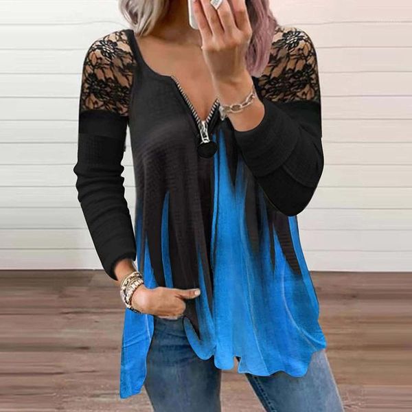 women's blouses & shirts fashion blouse casual loose zipper v-neck and lace halter long sleeve print splicing blusas mujer, White
women's blouses & shirts fashion blouse casual loose zipper v-neck and lace halter long sleeve print splicing blusas mujer, White