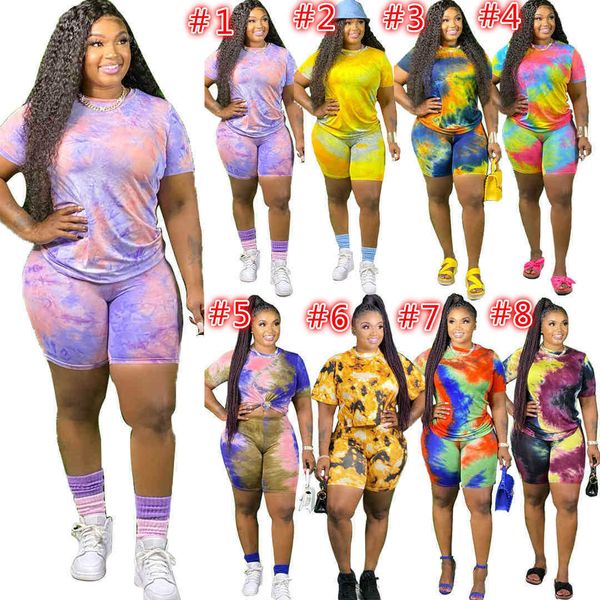 plus sizes women tracksuits two pieces set outfits designer tie dye short sleeved loose t shirt shorts ladies summer casual suits 615, Gray
plus sizes women tracksuits two pieces set outfits designer tie dye short sleeved loose t shirt shorts ladies summer casual suits 615, Gray