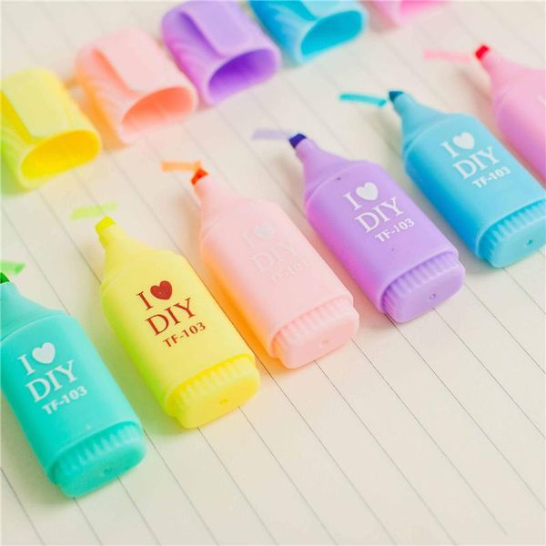 highlighters 6 pcs/pack creative diy mini colorful candy color promotional markers gift school stationery, Black;red
highlighters 6 pcs/pack creative diy mini colorful candy color promotional markers gift school stationery, Black;red