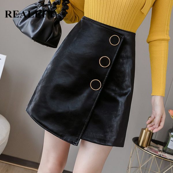 autumn winter women's pu leather a-line skirts chic button high waist wrap short skater 210428, Black
autumn winter women's pu leather a-line skirts chic button high waist wrap short skater 210428, Black