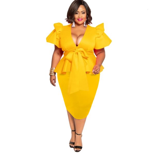 plus size women party est deep v neck short sleeves bow peplum elegant pencil under knee length fashion evening gown l--, White
plus size women party est deep v neck short sleeves bow peplum elegant pencil under knee length fashion evening gown l--, White