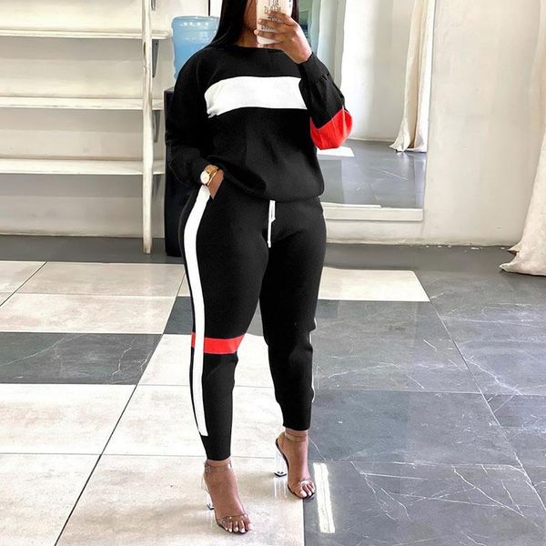 women's two piece pants 2021 autumn and winter european american simple fashion leisure splicing sports two-piece suit clothing whole, White
women's two piece pants 2021 autumn and winter european american simple fashion leisure splicing sports two-piece suit clothing whole, White