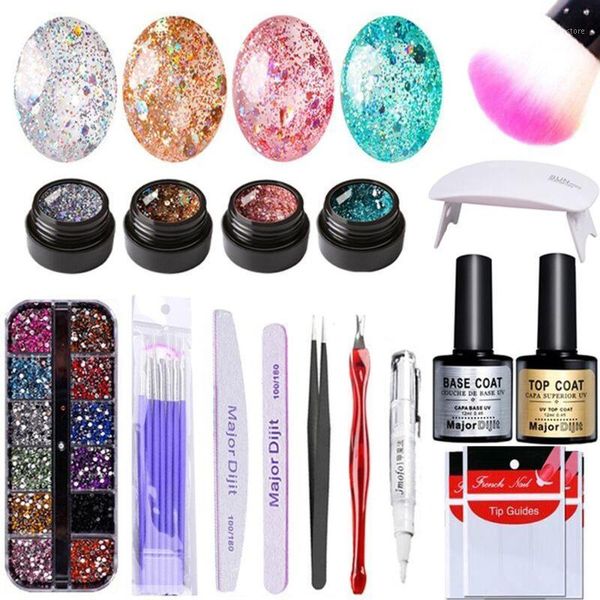 18pcs full manicure set with lamp 5w upside&base coat shining gel nail art tools1