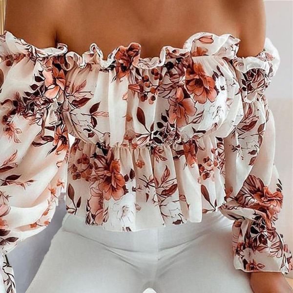 women's t-shirt summer women ruffled design slim polyester breathable comfortable sweet printed off-shoulder pullover, White
women's t-shirt summer women ruffled design slim polyester breathable comfortable sweet printed off-shoulder pullover, White