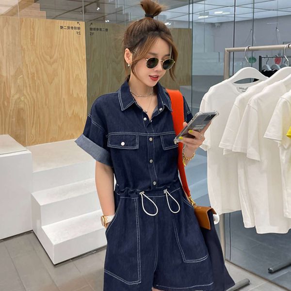 piece denim shorts women's jumpsuit summer loose and handsome high waist pocket tooling with drawstring, Blue
piece denim shorts women's jumpsuit summer loose and handsome high waist pocket tooling with drawstring, Blue