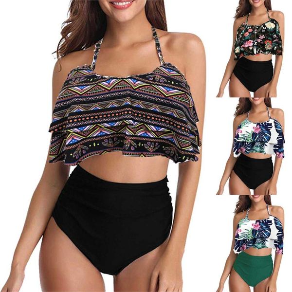 women's swimwear 2021 push up unpadded brazilian bikini ruffled set beachwear floral print split swimsuit, White;black
women's swimwear 2021 push up unpadded brazilian bikini ruffled set beachwear floral print split swimsuit, White;black