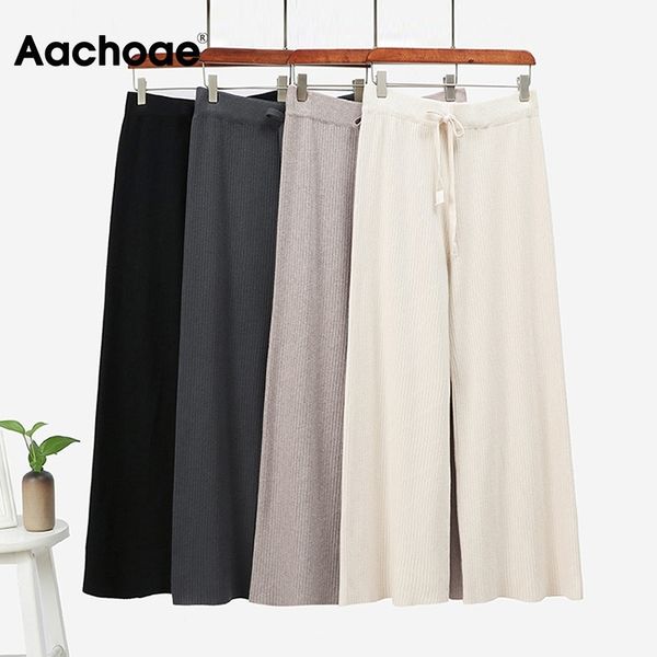 aachoae casual wide leg knitted pants women solid high waist drawstring trousers elegant striped long pants femme pantalon 210413, Black;white
aachoae casual wide leg knitted pants women solid high waist drawstring trousers elegant striped long pants femme pantalon 210413, Black;white