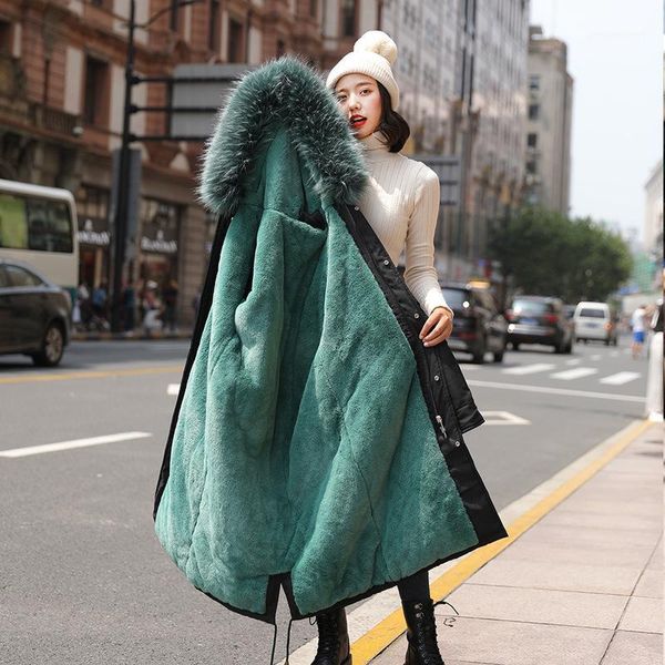 women's down & parkas autumn winter parka plush lining jacket cotton-padded clothes female korean long over-the-knee loose cotton overc, Black 
women's down & parkas autumn winter parka plush lining jacket cotton-padded clothes female korean long over-the-knee loose cotton overc, Black