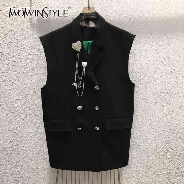 black patchwork chain korean vests for women lapel sleeveless casual loose coats female spring fashion clothes 210524, Black;white
black patchwork chain korean vests for women lapel sleeveless casual loose coats female spring fashion clothes 210524, Black;white