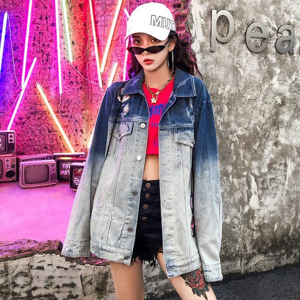 women's jackets 2021 autumn casual gradient pattern women denim hole jacket and coat loose patch jean streetwear clothes, Black;brown
women's jackets 2021 autumn casual gradient pattern women denim hole jacket and coat loose patch jean streetwear clothes, Black;brown