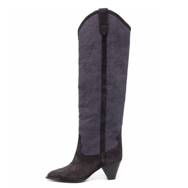 boots 2021 autumn women knee high pointed toe chunky heels female slip-on long wedge shoes woman denim boot, Black
boots 2021 autumn women knee high pointed toe chunky heels female slip-on long wedge shoes woman denim boot, Black
