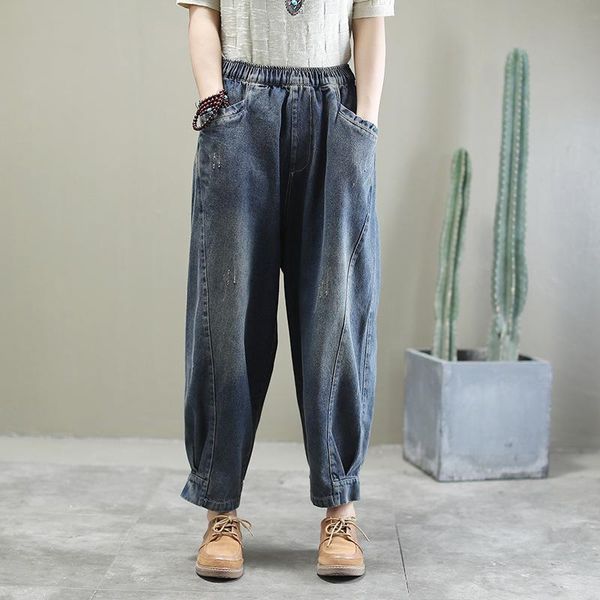 women's jeans women classic retro casual denim pants female loose elastic waist washed slouchy harem autumn bloomers 2021, Blue
women's jeans women classic retro casual denim pants female loose elastic waist washed slouchy harem autumn bloomers 2021, Blue