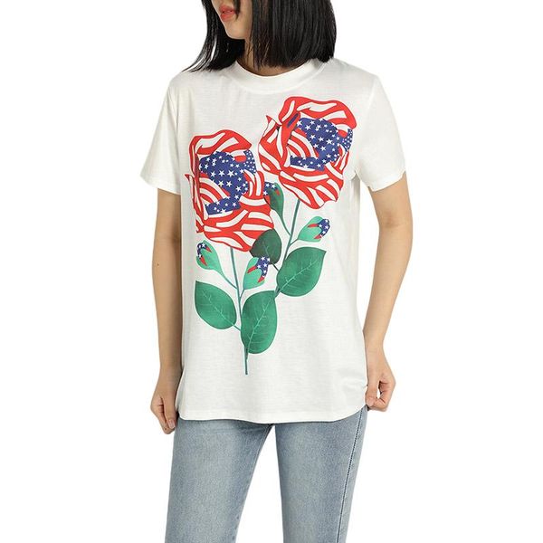 women's t-shirt summer loose women casual american flag rose print short sleeve round neck clothes female ladies fashion, White
women's t-shirt summer loose women casual american flag rose print short sleeve round neck clothes female ladies fashion, White