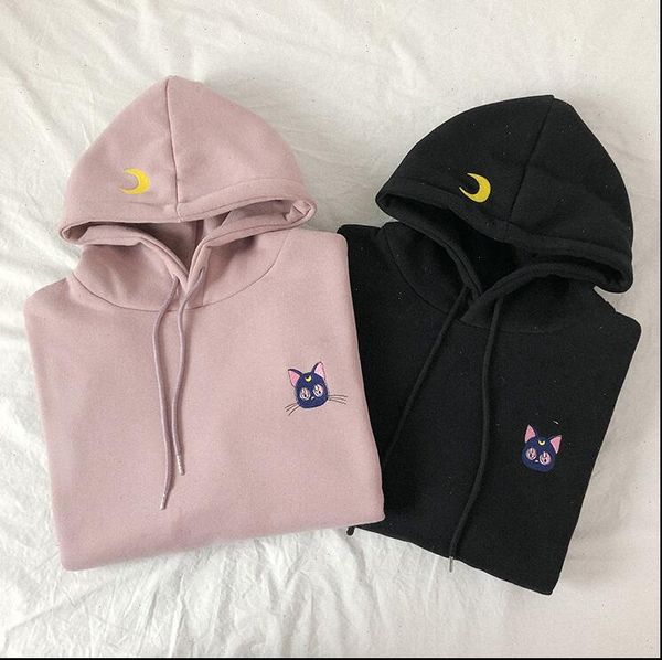 womens sweaters fashion women sweater loose embroidery cartoon moon cat hooded drop high quality, White;black
womens sweaters fashion women sweater loose embroidery cartoon moon cat hooded drop high quality, White;black