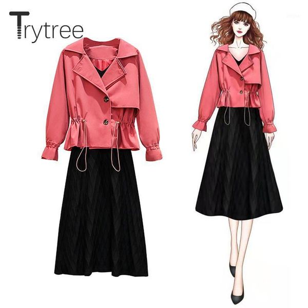 two piece dress trytree autumn winter set casual turn-down collar button flare sleeve + sling office lady 2, White
two piece dress trytree autumn winter set casual turn-down collar button flare sleeve + sling office lady 2, White