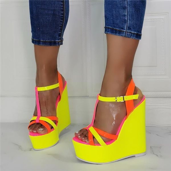 dress shoes fashion neon mixed colors wedge heel sandals summer t- strap open toe platform super ankle woman beach, Black
dress shoes fashion neon mixed colors wedge heel sandals summer t- strap open toe platform super ankle woman beach, Black