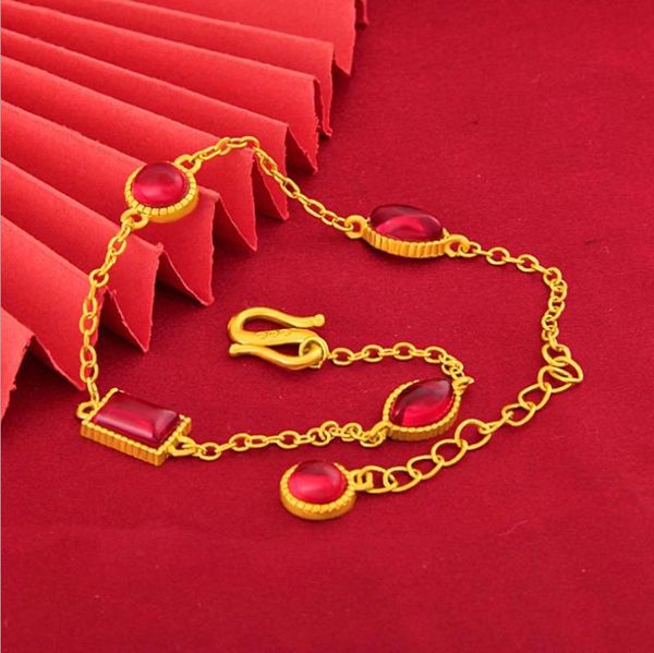 link, chain hi korean 24k gold micro - inlaid fcarnelian bracelet 2 styles girl friend birthday gift, Black
link, chain hi korean 24k gold micro - inlaid fcarnelian bracelet 2 styles girl friend birthday gift, Black