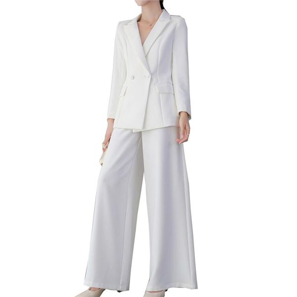 women's two piece pants women double breasted blazer wild leg pant suits elegance office lady work jacket white fashion 2 set
women's two piece pants women double breasted blazer wild leg pant suits elegance office lady work jacket white fashion 2 set