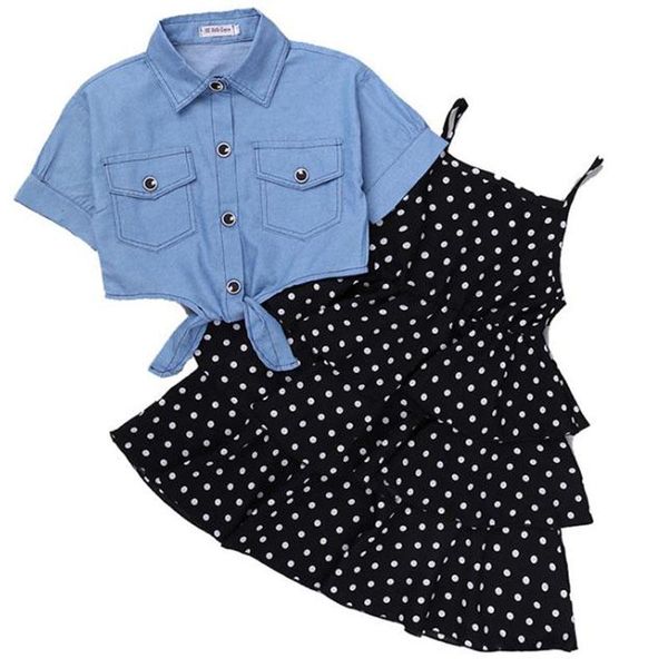 girl's dresses 2021 princess girls summer set baby kids short-sleeved denim jacket dot suspender dress clothes suit for 3-12 years, Red;yellow
girl's dresses 2021 princess girls summer set baby kids short-sleeved denim jacket dot suspender dress clothes suit for 3-12 years, Red;yellow